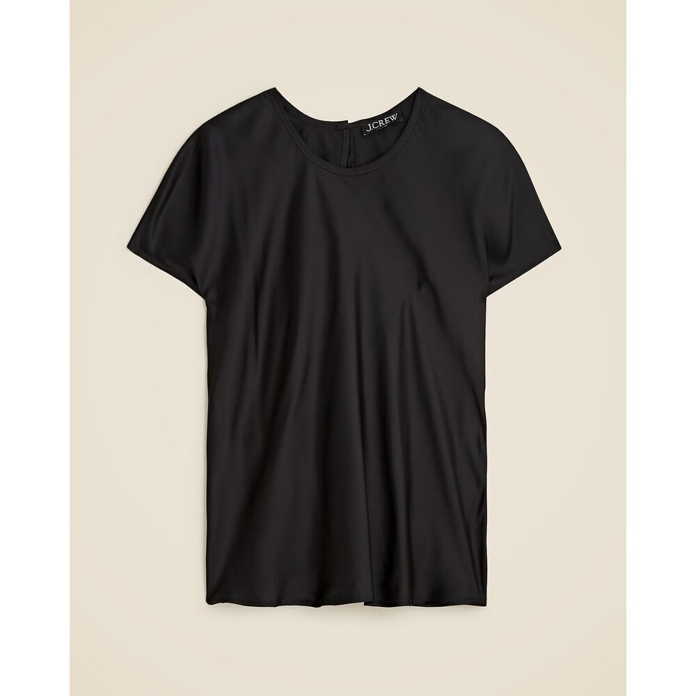 J. Crew Women's Relaxed Fit Drapey T-Shirt Cap Sleeve Solid Black Size L NWT
